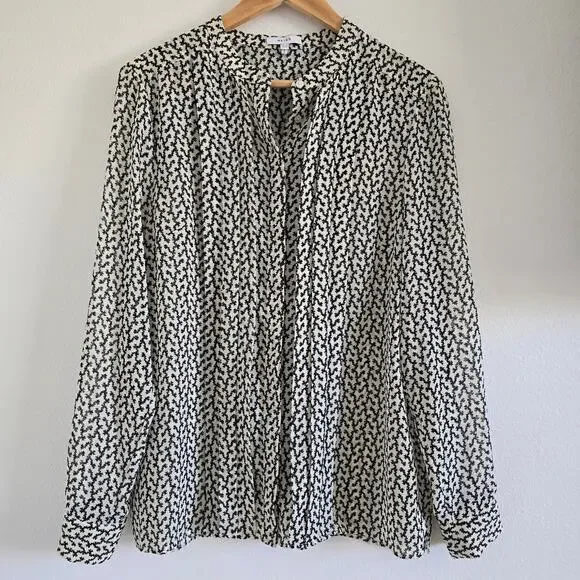 Reiss Lea Desert-trail Button Up Shirt Blouse Size US 10 Pleated Front Work - Picture 3 of 10
